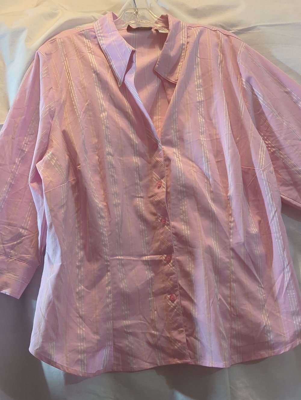 Unique Spectrum Pink Striped Women's Blouse Plus Size 3X New Without Tags